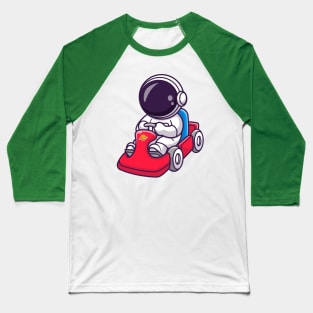 Cute Astronaut Riding Gokart Cartoon Baseball T-Shirt